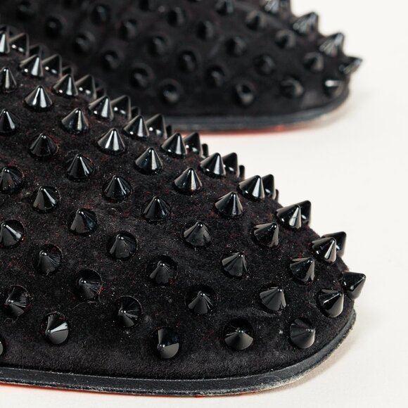 Christian Louboutin Dandelion Spikes Black Veau Velours Loafer - Picture 7 of 9